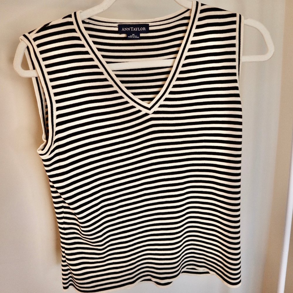 Black and White Striped Knit Tank